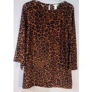 H&M Women's Size Medium Oversized Cheetah Print Mini Dress Fall Boots